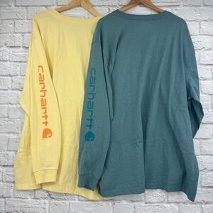 Bundle of 2 Carhartt Men's Loose Fit Heavyweight Long-Sleeve Logo Sleeve Graphic
